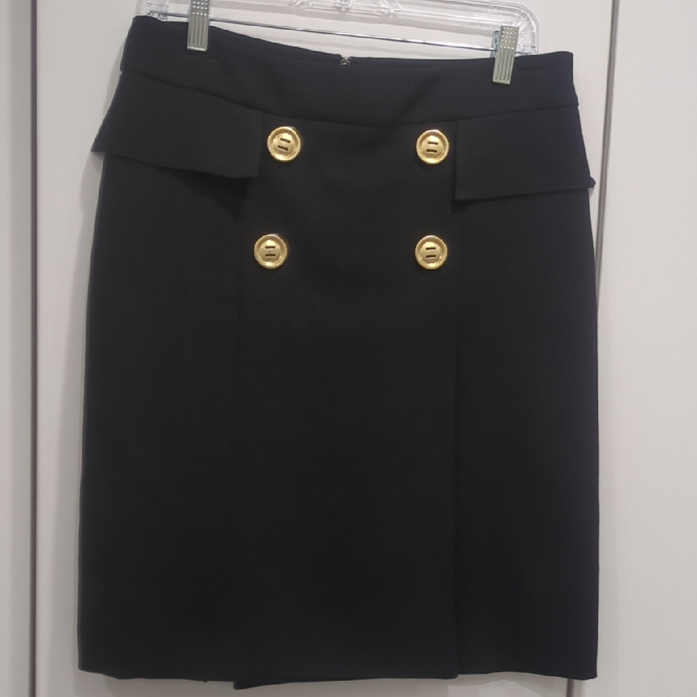 Elegant Black Skirt with Gold Buttons